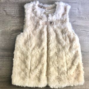 ZARA Girls Faux Fur Cream Vest